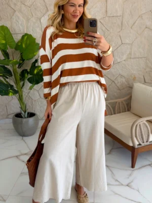 calça linho cru