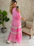 vestido boho chic rosa