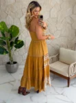 vestido boho chic azul