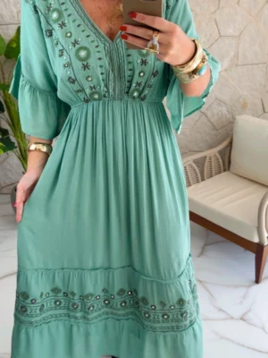 vestido boho chic lilian verde vestido boho chic lilian verde