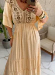 vestido boho chic lilian bege