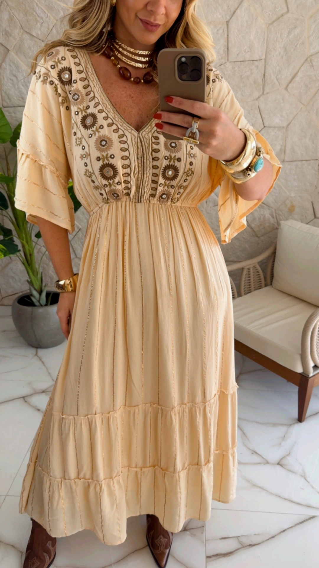 vestido boho chic lilian bege vestido boho chic lilian bege