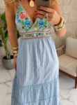 vestido boho chic lirio azul