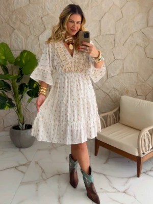 vestido boho chic lila bege