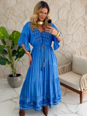 vestido boho chic silvia azul