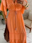 vestido boho chic silvia salmão