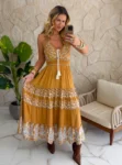 vestido boho chic caramelo