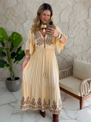 vestido boho chic silvia bege