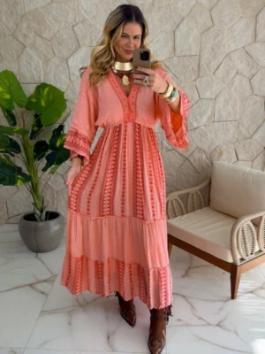 vestido boho chic heloisa rosa