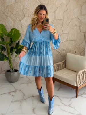 vestido boho chic ane azul