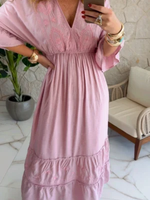 vestido boho chic fabi verde musgo vestido boho chic fabi verde musgo