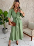 vestido longo verde