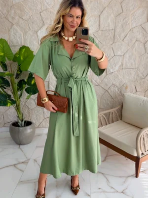 vestido longo verde