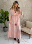 vestido boho chic azul