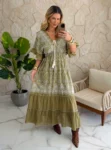 vestido boho chic verde