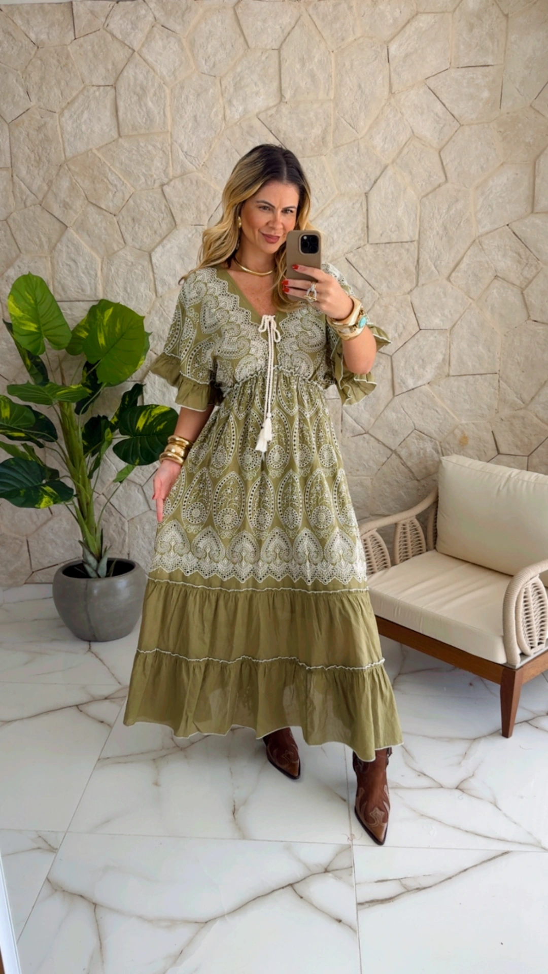 vestido boho chic verde vestido boho chic verde
