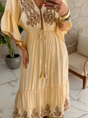 vestido boho chic silvia salmão vestido boho chic silvia salmão