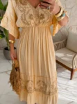 vestido boho chic silvia salmão