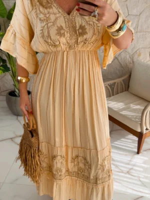 vestido boho chic silvia salmão vestido boho chic silvia salmão