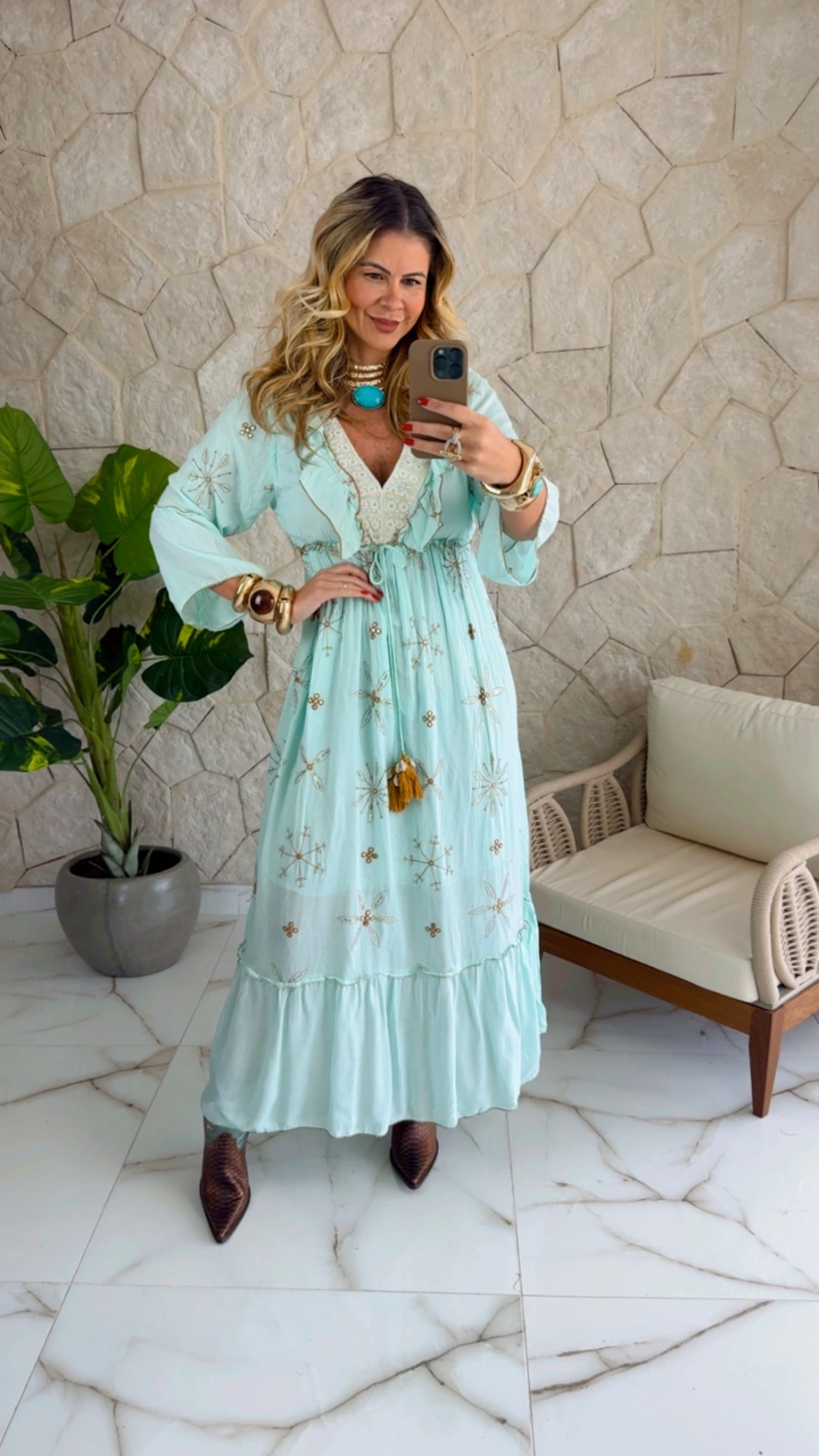 vestido boho chic azul vestido boho chic azul