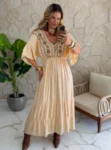 vestido boho chic lilian bege