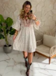 vestido boho chic lila bege