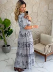 vestido boho chic nadir cinza
