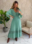 vestido boho chic lilian verde
