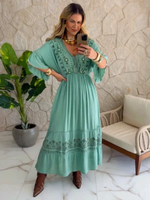 vestido boho chic lilian verde