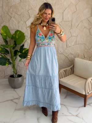 vestido boho chic lirio azul