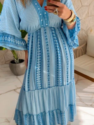 vestido boho chic heloisa azul vestido boho chic heloisa azul