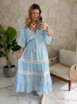vestido boho chic azul
