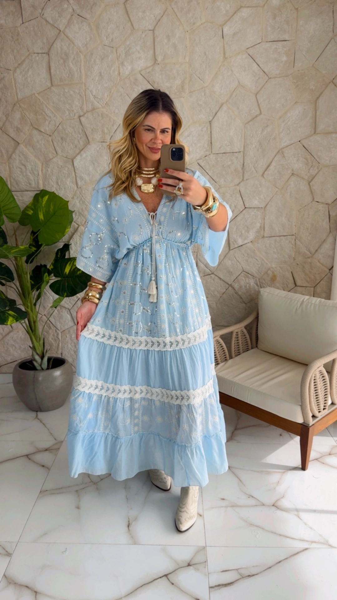 vestido boho chic azul vestido boho chic azul