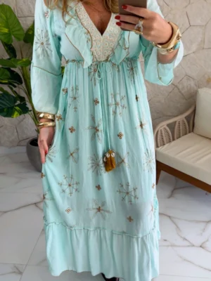 vestido boho chic azul vestido boho chic azul