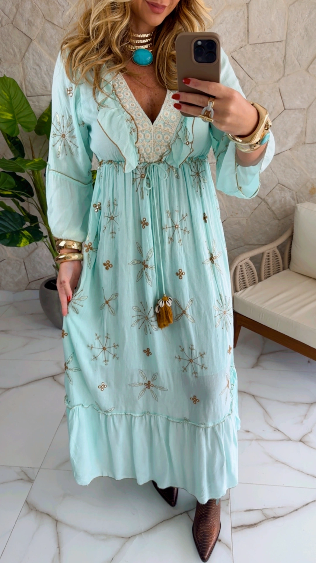 vestido boho chic azul vestido boho chic azul