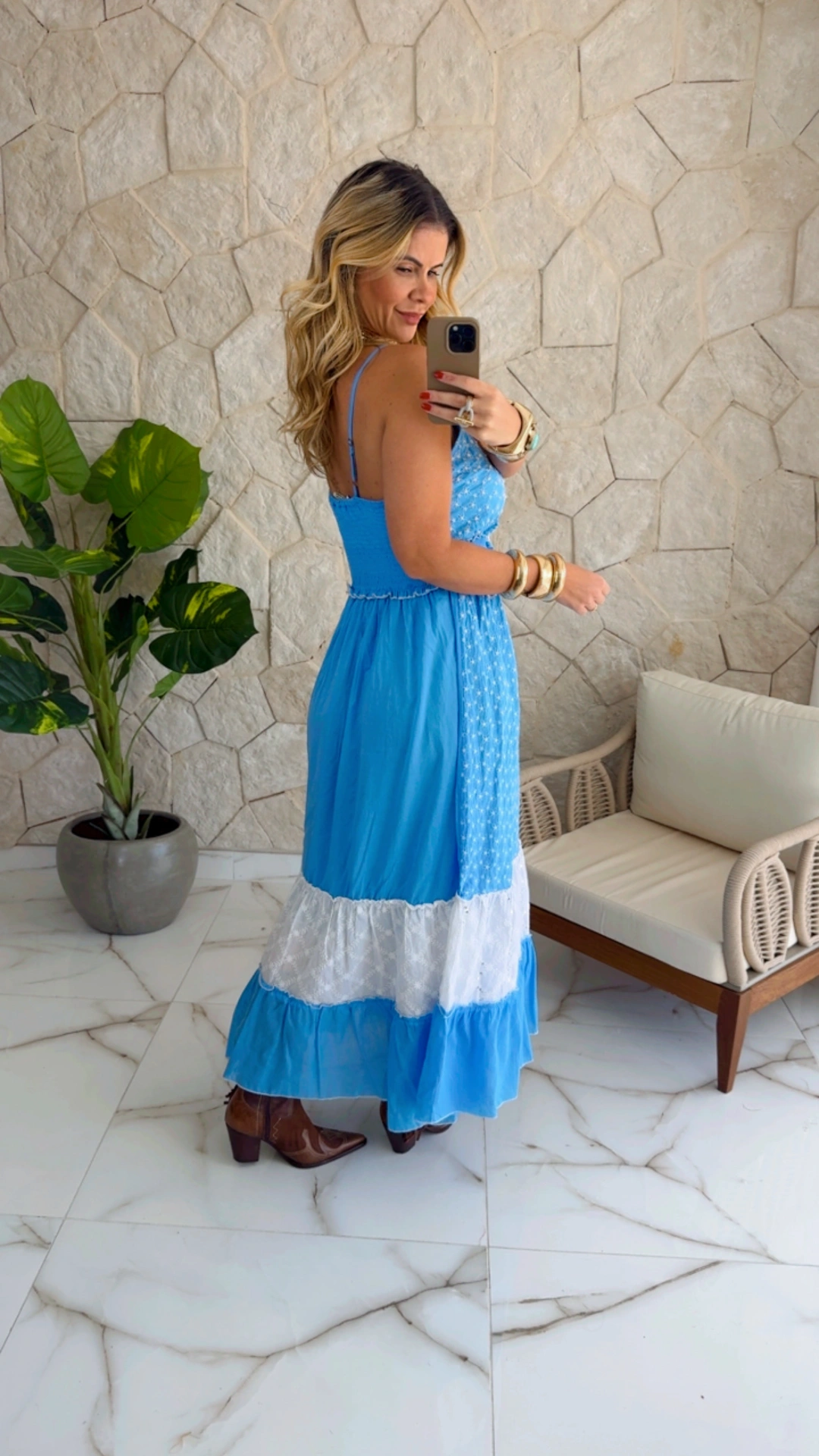 vestido boho chic azul vestido boho chic azul
