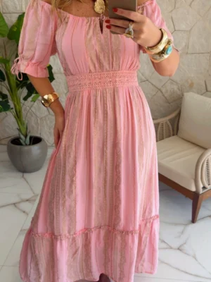 vestido boho chic brenda rosa vestido boho chic brenda rosa