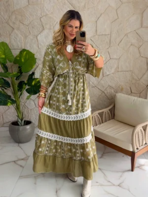 vestido boho chic rosa