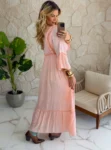 vestido boho chic rosa