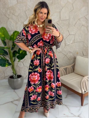 vestido estampado preto