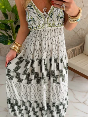 vestido boho chic karen verde vestido boho chic karen verde