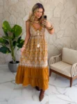 vestido boho chic caramelo