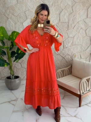 vestido boho chic lilian vermelho