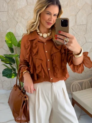 calça linho pantalona