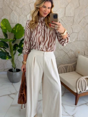 calça linho pantalona