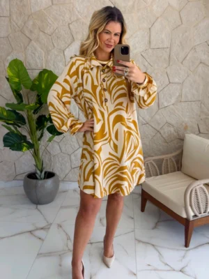 vestido estampado amarelo