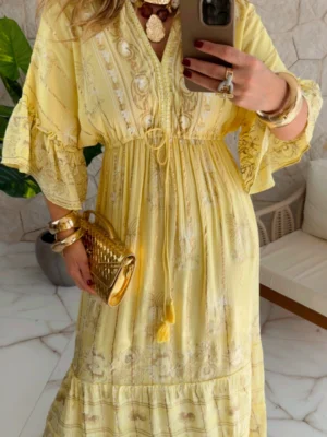 vestido boho chic vivian amarelo vestido boho chic vivian amarelo