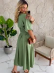 vestido longo verde