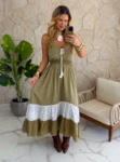 vestido boho chic verde