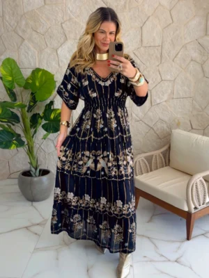 vestido boho chic nadir preto